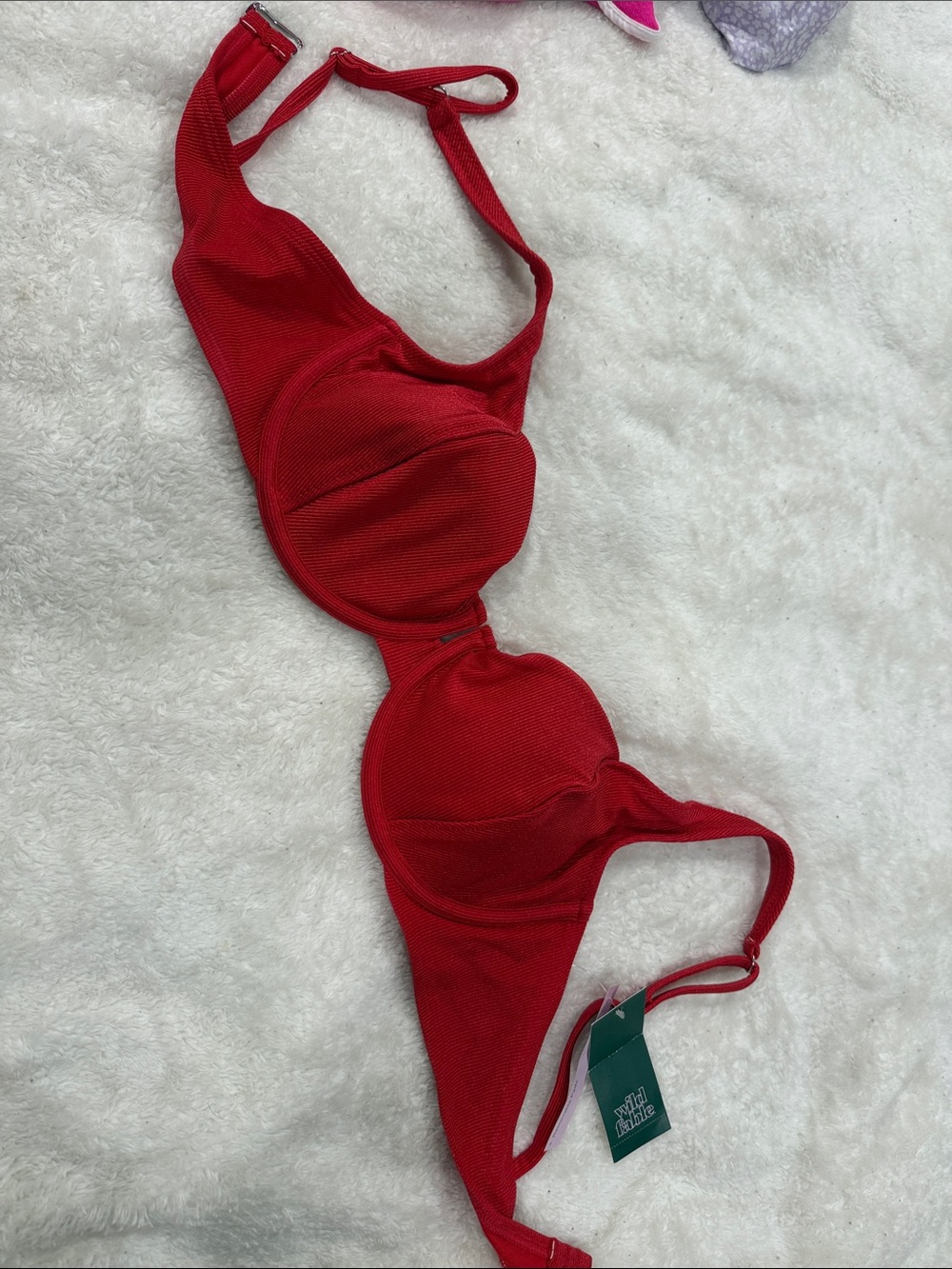 Top for swimming wild fable Red Underwire Bra with Textured Fabric